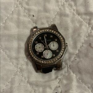 Anne Klein Silver and Black Women’s Watch face‎ with Crystal Accents